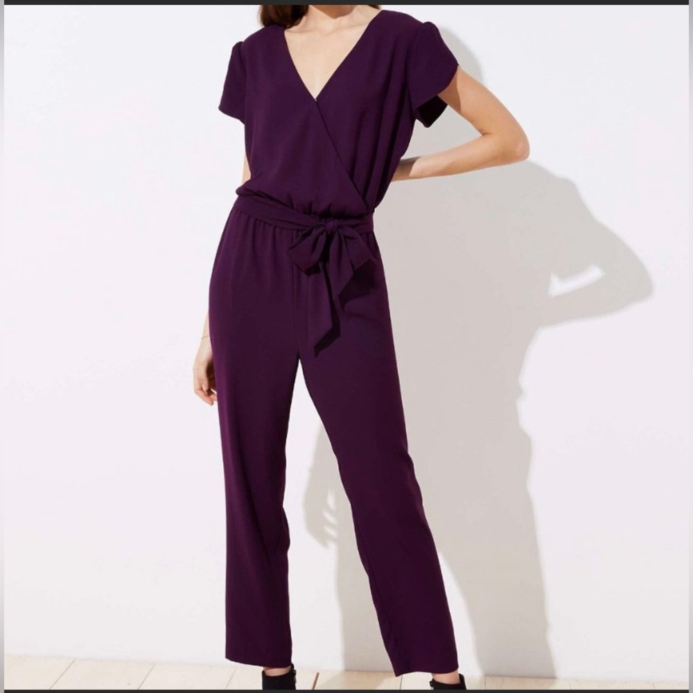Loft Petal Sleeve Tie Waist Junpsuit